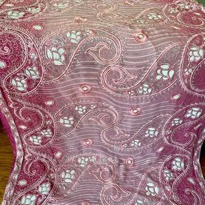 New Pink & Silver Embroidered Rose & Dusty Pink Georgette Saree with Blouse